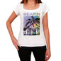 Deerfield Beach Name Palm White Womens Short Sleeve Round Neck T-Shirt 00287 - White / Xs - Casual