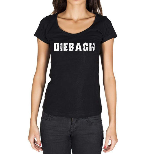 Diebach German Cities Black Womens Short Sleeve Round Neck T-Shirt 00002 - Casual