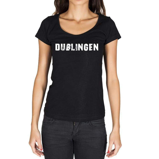 Dußlingen German Cities Black Womens Short Sleeve Round Neck T-Shirt 00002 - Casual