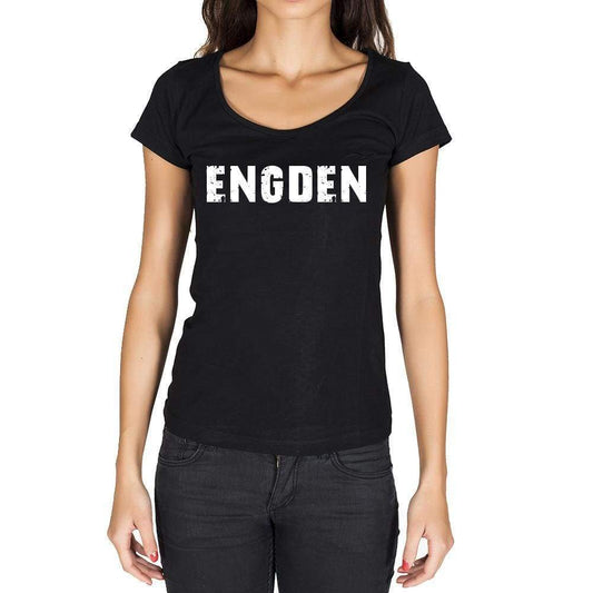 Engden German Cities Black Womens Short Sleeve Round Neck T-Shirt 00002 - Casual