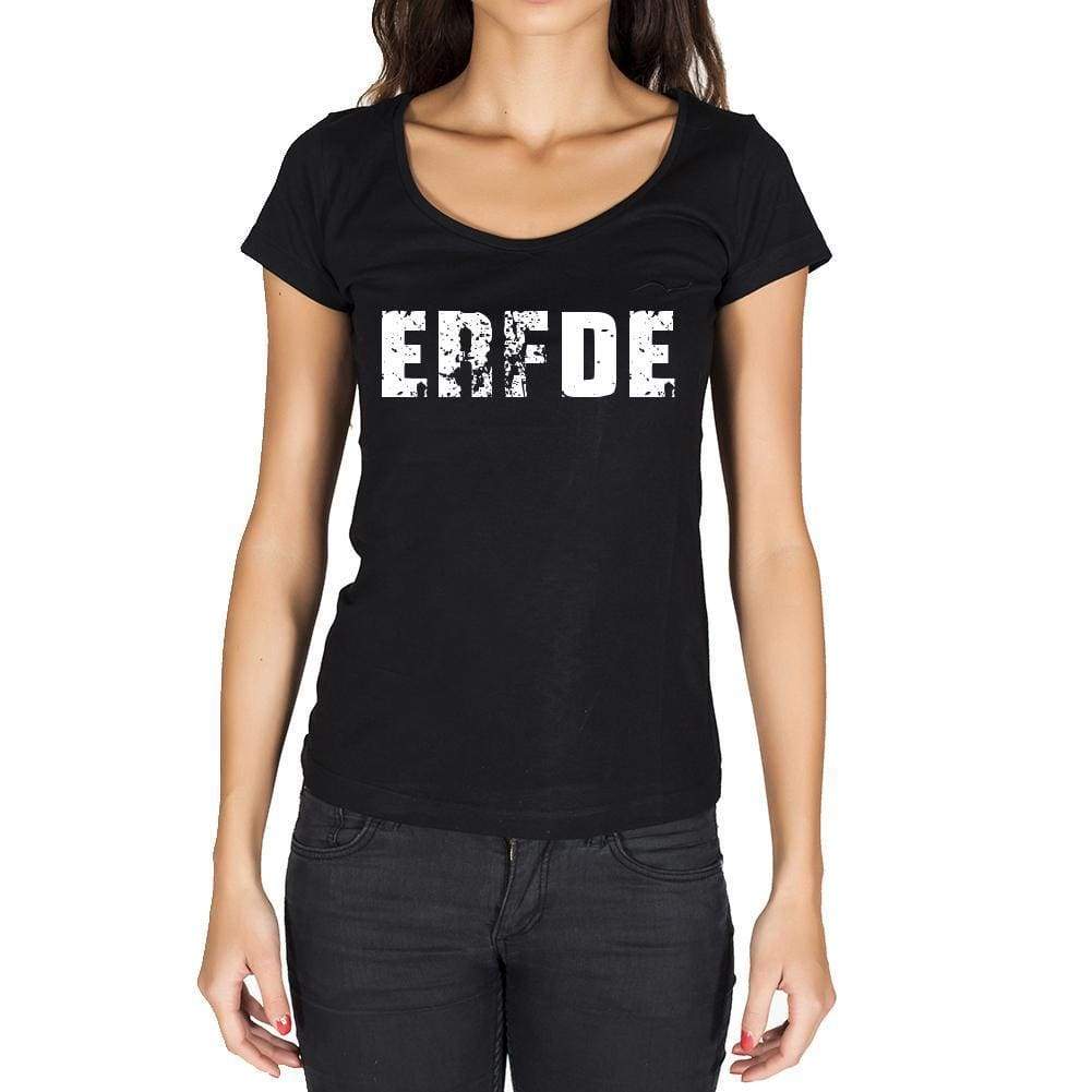 Erfde German Cities Black Womens Short Sleeve Round Neck T-Shirt 00002 - Casual