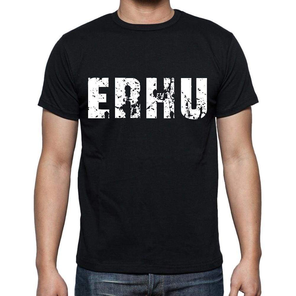 Erhu Mens Short Sleeve Round Neck T-Shirt 4 Letters Black - Casual