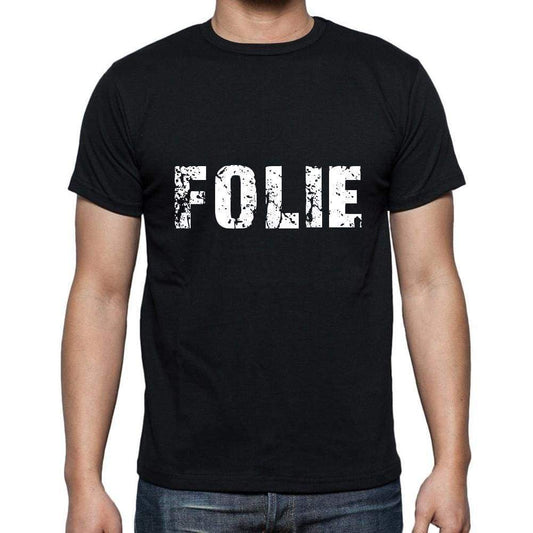 Folie Mens Short Sleeve Round Neck T-Shirt 5 Letters Black Word 00006 - Casual