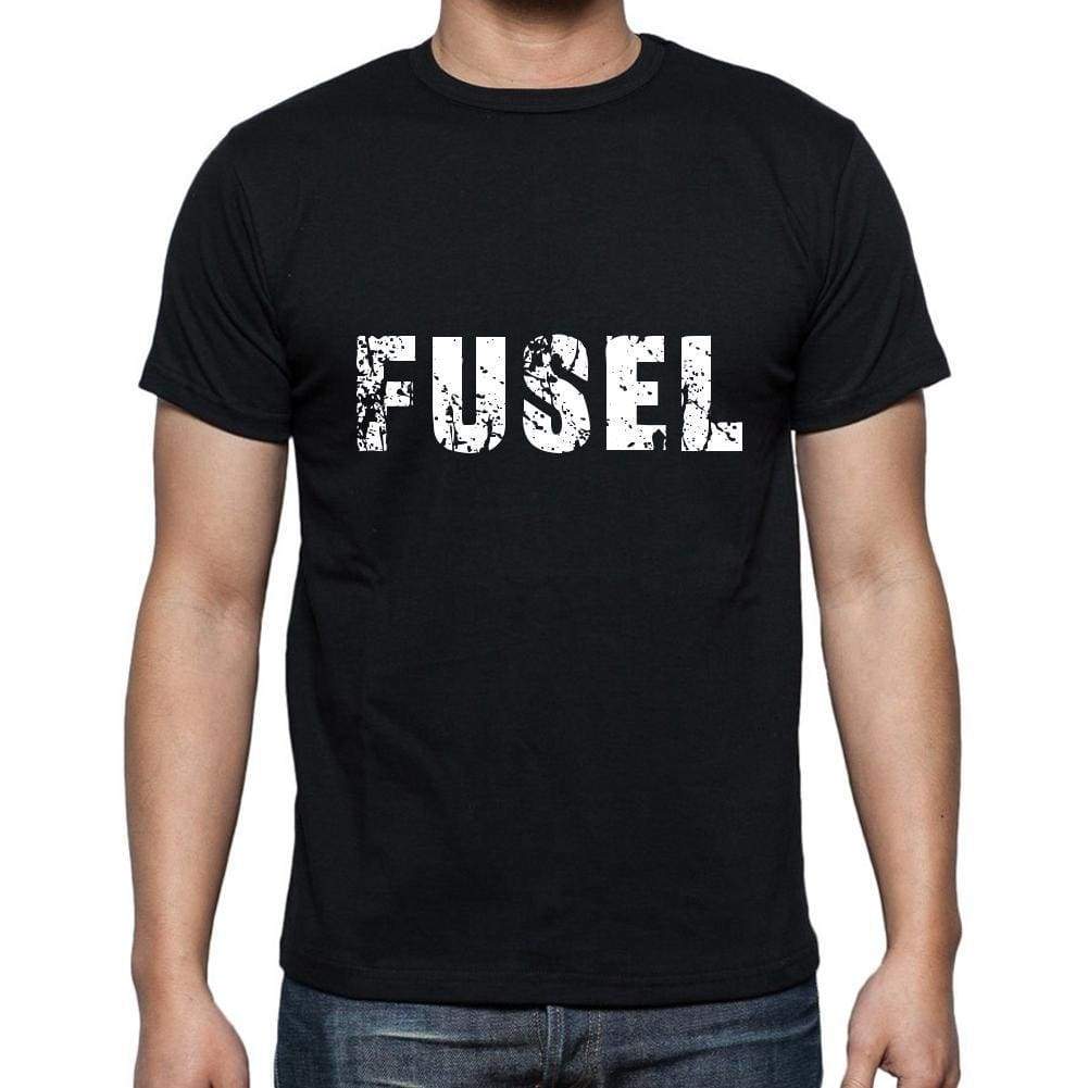 Fusel Mens Short Sleeve Round Neck T-Shirt 5 Letters Black Word 00006 - Casual