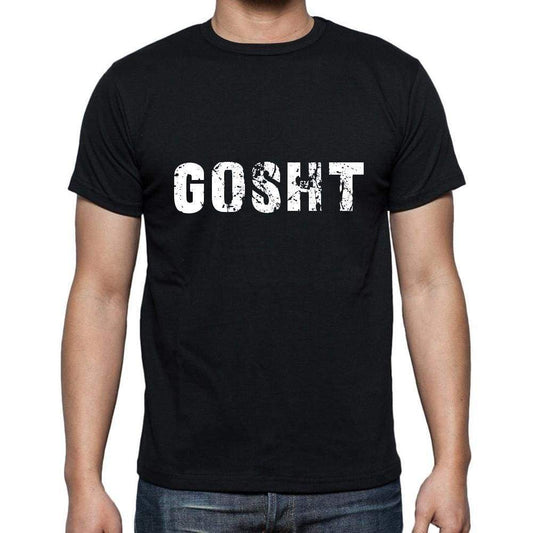 Gosht Mens Short Sleeve Round Neck T-Shirt 5 Letters Black Word 00006 - Casual