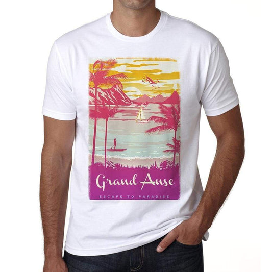 Grand Anse Escape To Paradise White Mens Short Sleeve Round Neck T-Shirt 00281 - White / S - Casual