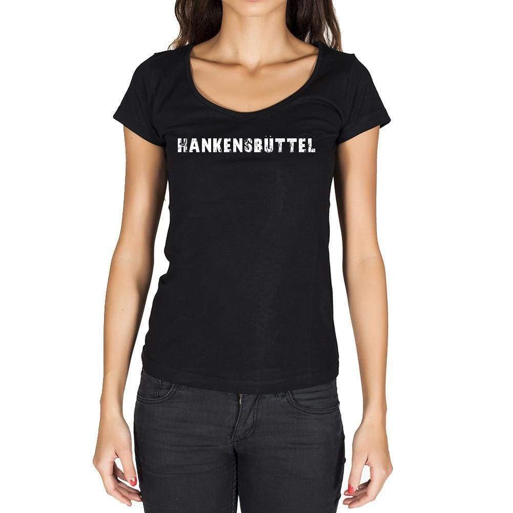 Hankensbüttel German Cities Black Womens Short Sleeve Round Neck T-Shirt 00002 - Casual