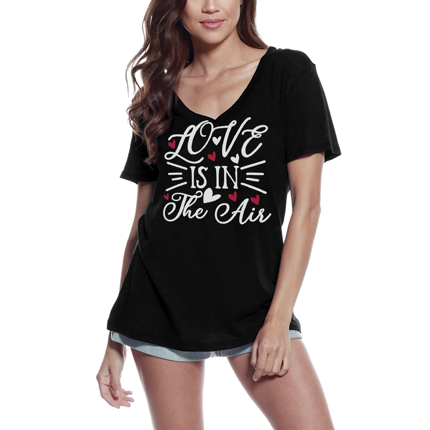 ULTRABASIC Damen T-Shirt Love is in the Air – Kurzarm-T-Shirt-Oberteile