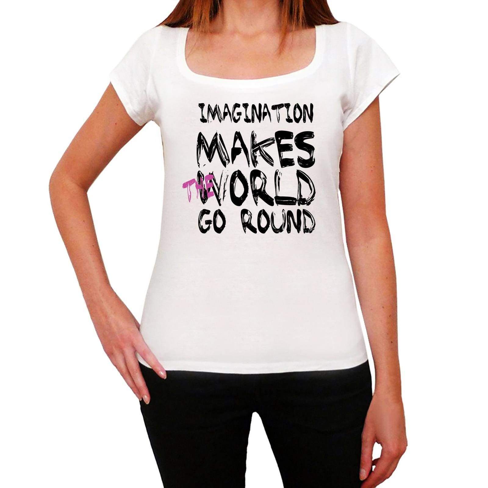 Imagination World Goes Round Womens Short Sleeve Round White T-Shirt 00083 - White / Xs - Casual