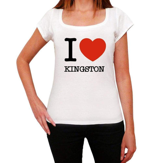 Kingston I Love Citys White Womens Short Sleeve Round Neck T-Shirt 00012 - White / Xs - Casual