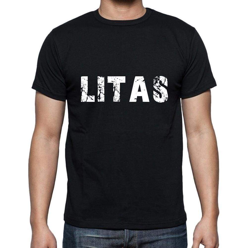 Litas Mens Short Sleeve Round Neck T-Shirt 5 Letters Black Word 00006 - Casual