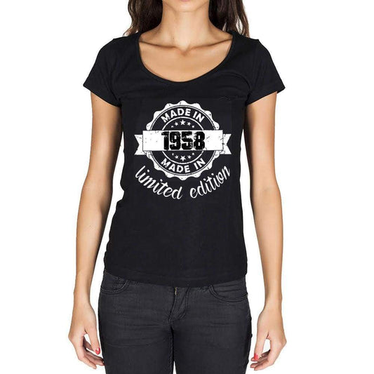 Made In 1958 Limited Edition Womens T-Shirt Black Birthday Gift 00426 - Black / Xs - Casual