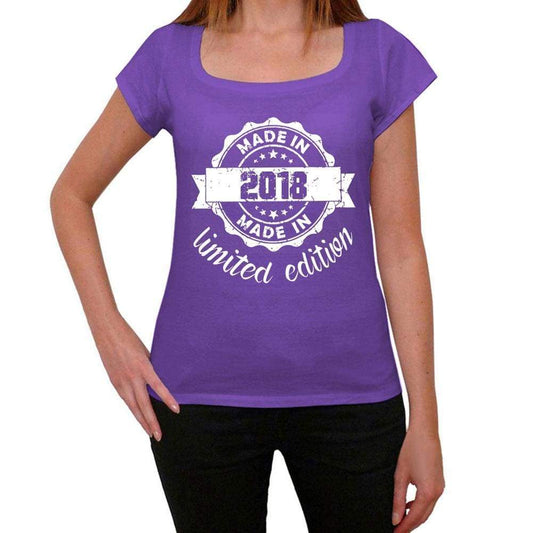 Made In 2018 Limited Edition Womens T-Shirt Purple Birthday Gift 00428 - Purple / Xs - Casual