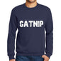 Mens Printed Graphic Sweatshirt Popular Words Catnip French Navy - French Navy / Small / Cotton - Sweatshirts