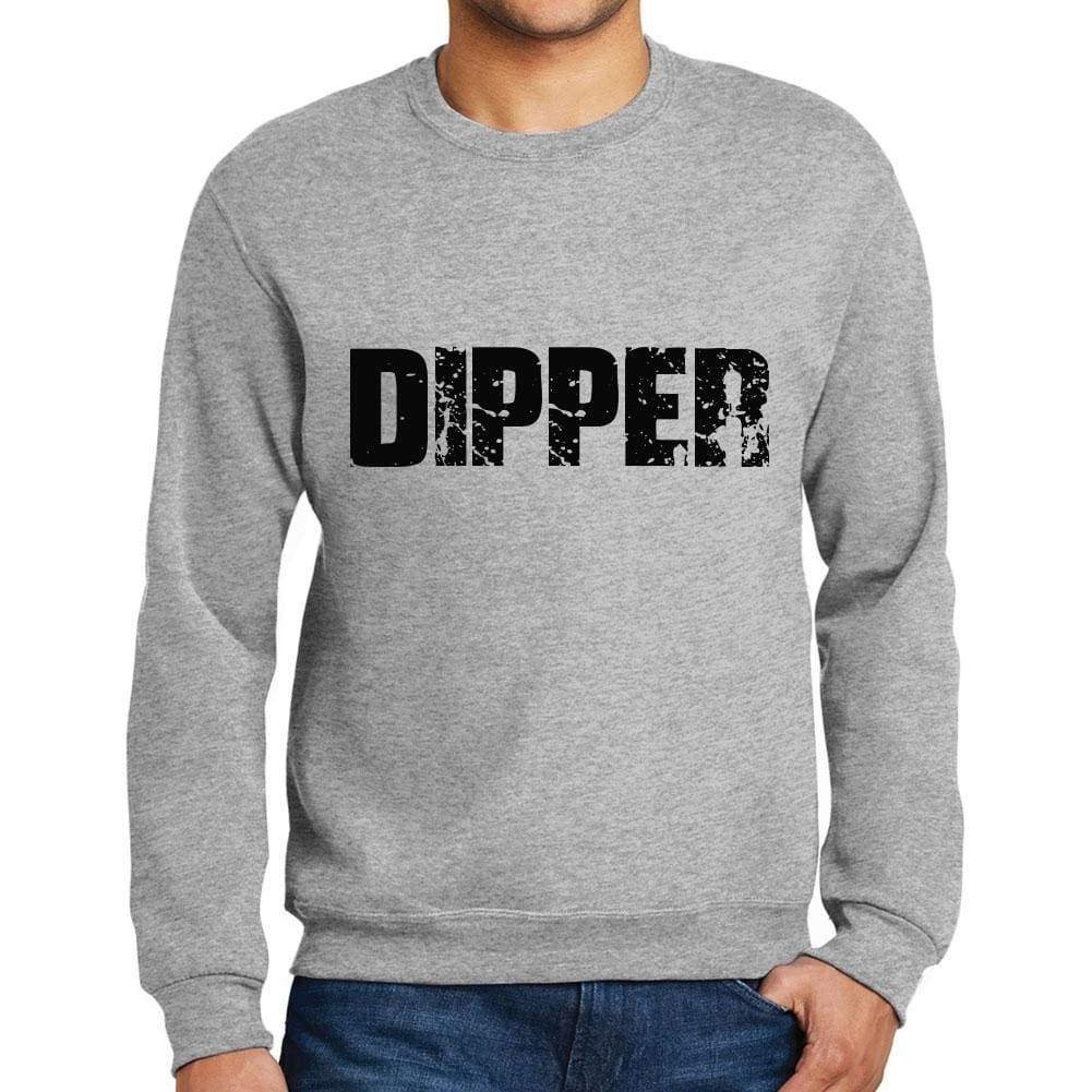 Mens Printed Graphic Sweatshirt Popular Words Dipper Grey Marl - Grey Marl / Small / Cotton - Sweatshirts