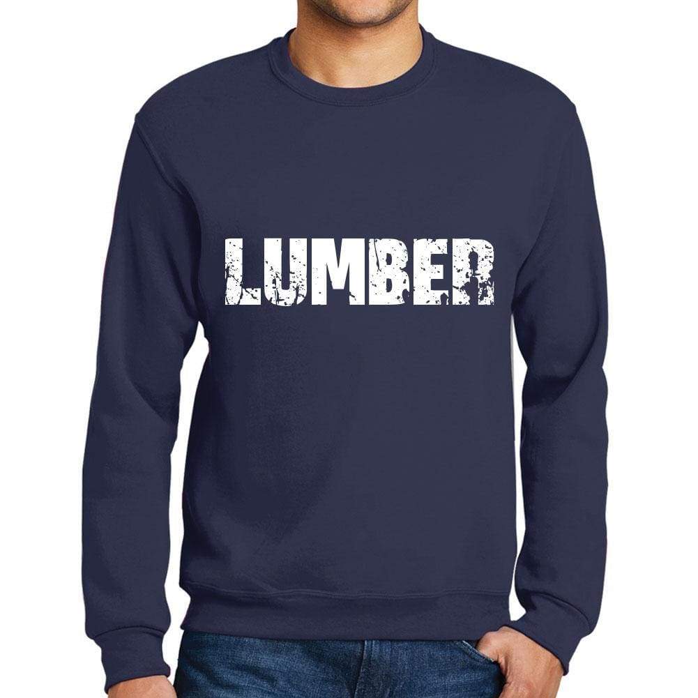 Mens Printed Graphic Sweatshirt Popular Words Lumber French Navy - French Navy / Small / Cotton - Sweatshirts