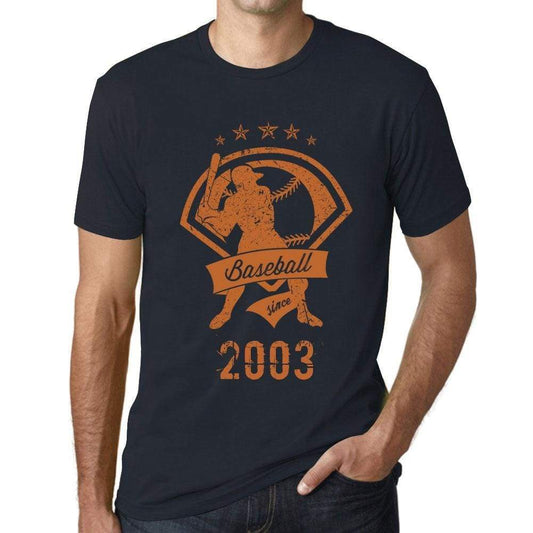 Mens Vintage Tee Shirt Graphic T Shirt Baseball Since 2003 Navy - Navy / Xs / Cotton - T-Shirt