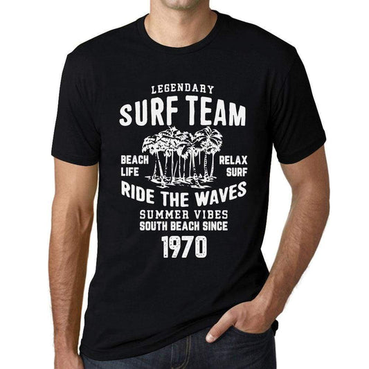 Mens Vintage Tee Shirt Graphic T Shirt Surf Team 1970 Deep Black - Deep Black / Xs / Cotton - T-Shirt