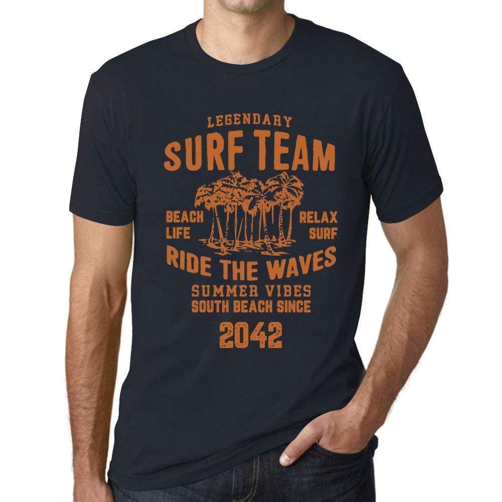 Mens Vintage Tee Shirt Graphic T Shirt Surf Team 2042 Navy - Navy / Xs / Cotton - T-Shirt