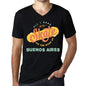 Mens Vintage Tee Shirt Graphic V-Neck T Shirt On The Road Of Buenos Aires Black - Black / S / Cotton - T-Shirt