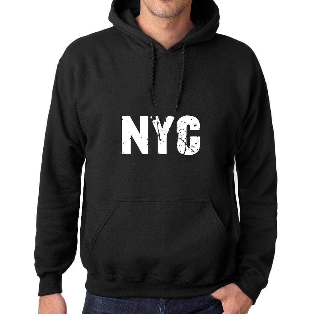 Mens Womens Unisex Printed Graphic Cotton Hoodie Soft Heavyweight Hooded Sweatshirt Pullover Popular Words Nyc Deep Black - Black / Xs /