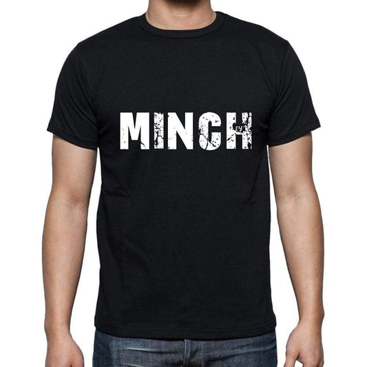 Minch Mens Short Sleeve Round Neck T-Shirt 5 Letters Black Word 00006 - Casual