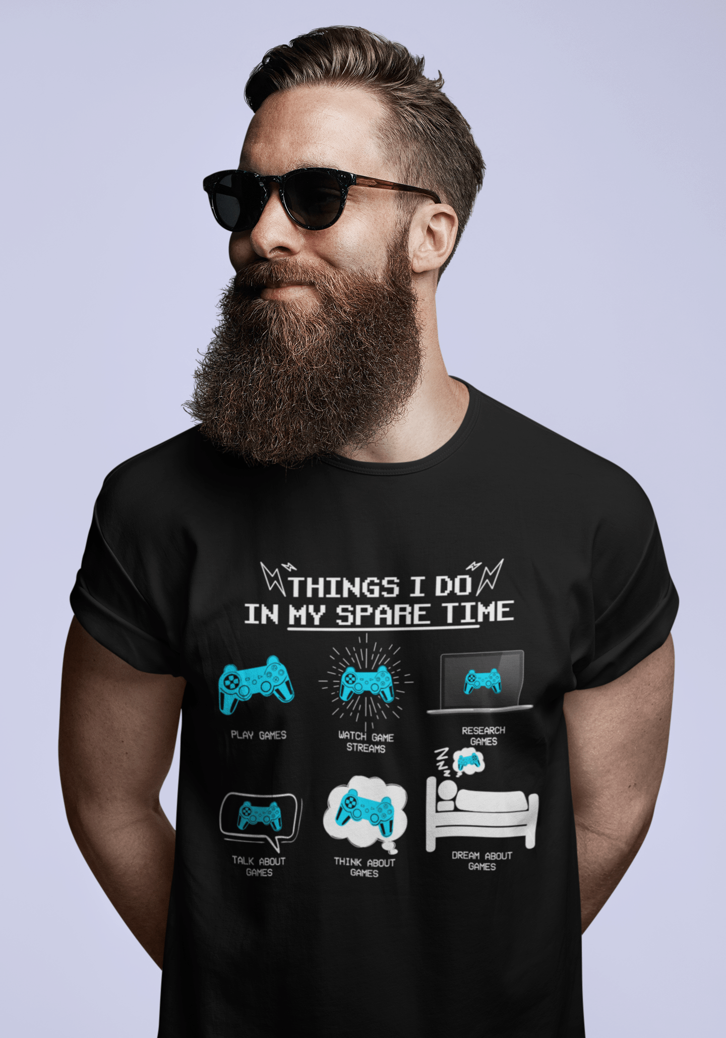 ULTRABASIC Herren-Gaming-T-Shirt Things I Do In My Spare Time – Shirt für Gamer