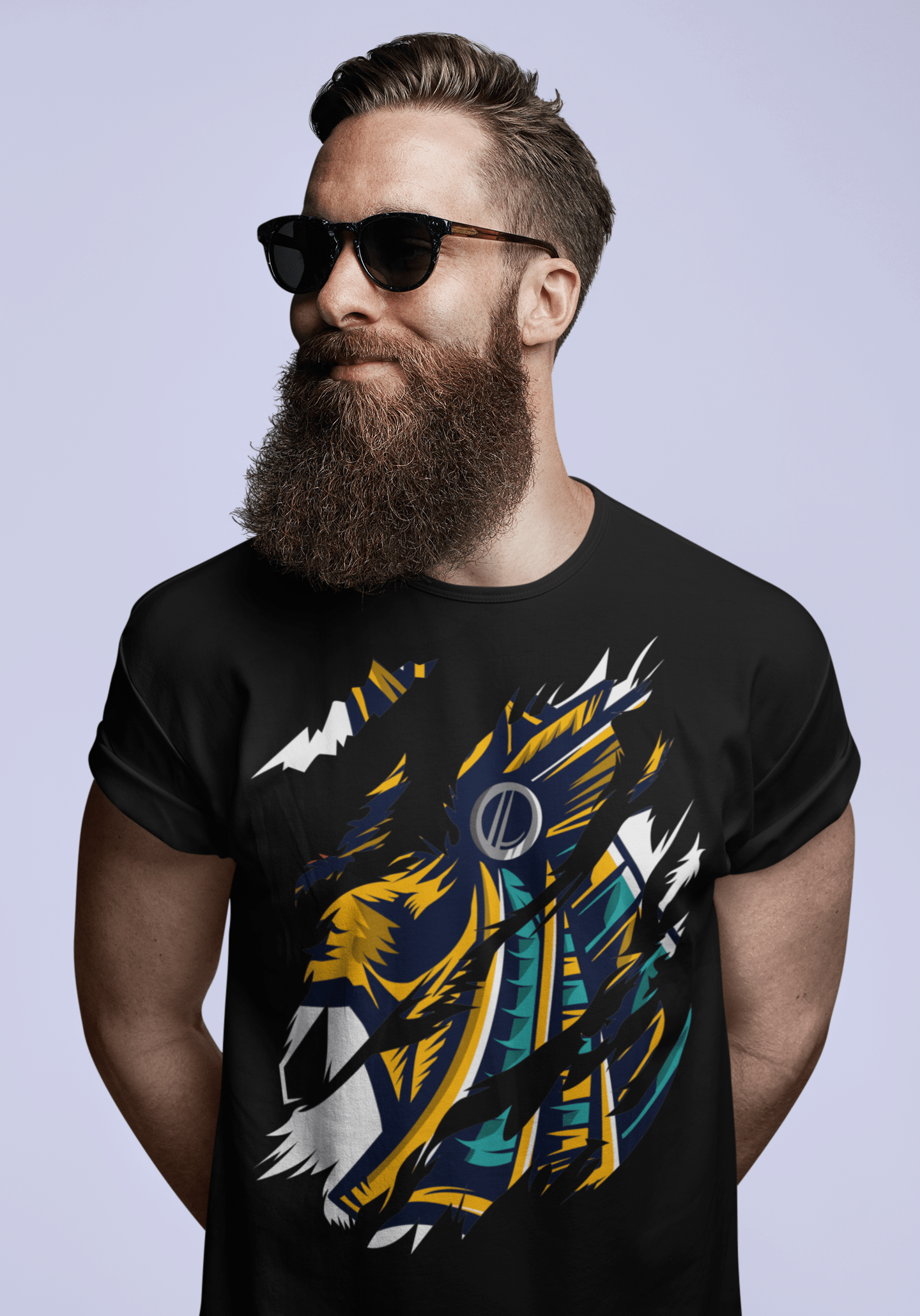 ULTRABASIC Herren zerrissenes T-Shirt, buntes Design – Vintage-Kurzarmshirt