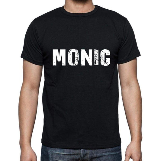 Monic Mens Short Sleeve Round Neck T-Shirt 5 Letters Black Word 00006 - Casual