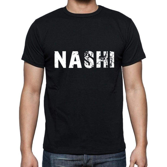 Nashi Mens Short Sleeve Round Neck T-Shirt 5 Letters Black Word 00006 - Casual