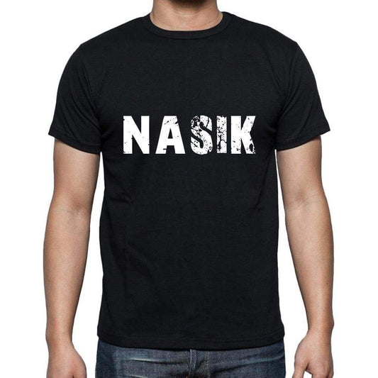 Nasik Mens Short Sleeve Round Neck T-Shirt 5 Letters Black Word 00006 - Casual