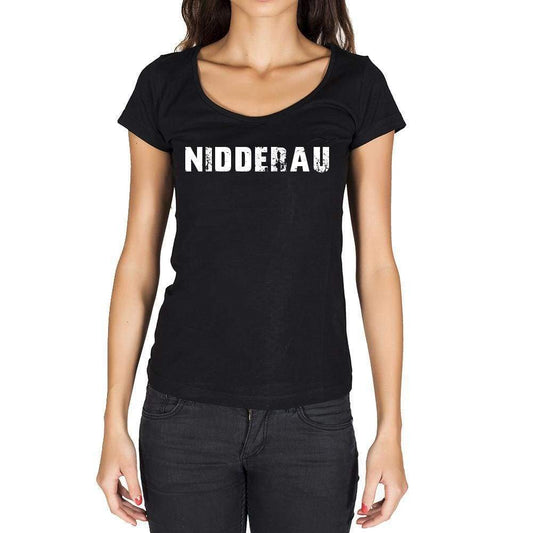 Nidderau German Cities Black Womens Short Sleeve Round Neck T-Shirt 00002 - Casual