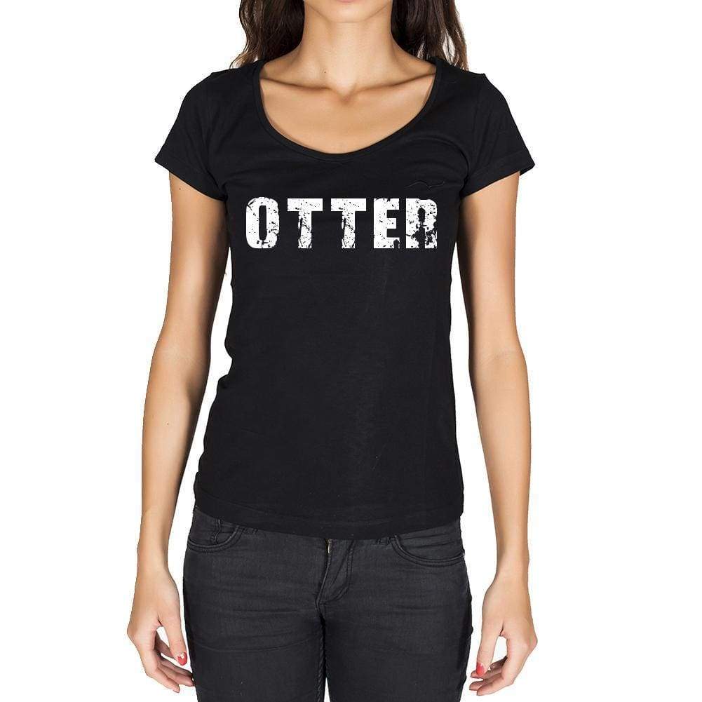 Otter German Cities Black Womens Short Sleeve Round Neck T-Shirt 00002 - Casual