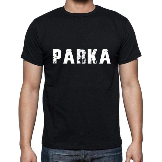 Parka Mens Short Sleeve Round Neck T-Shirt 5 Letters Black Word 00006 - Casual