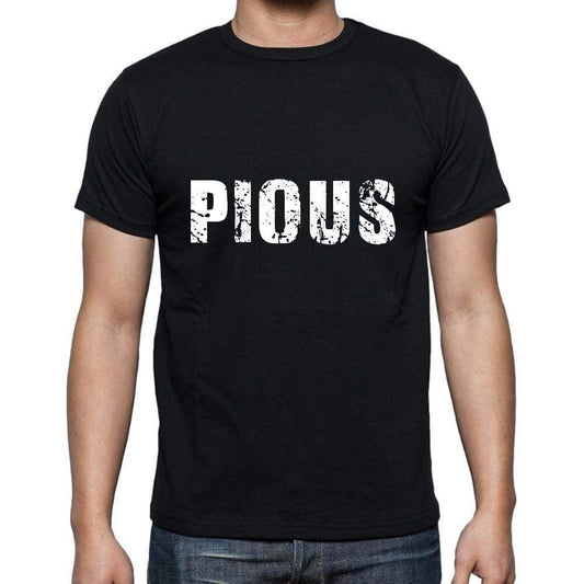 Pious Mens Short Sleeve Round Neck T-Shirt 5 Letters Black Word 00006 - Casual