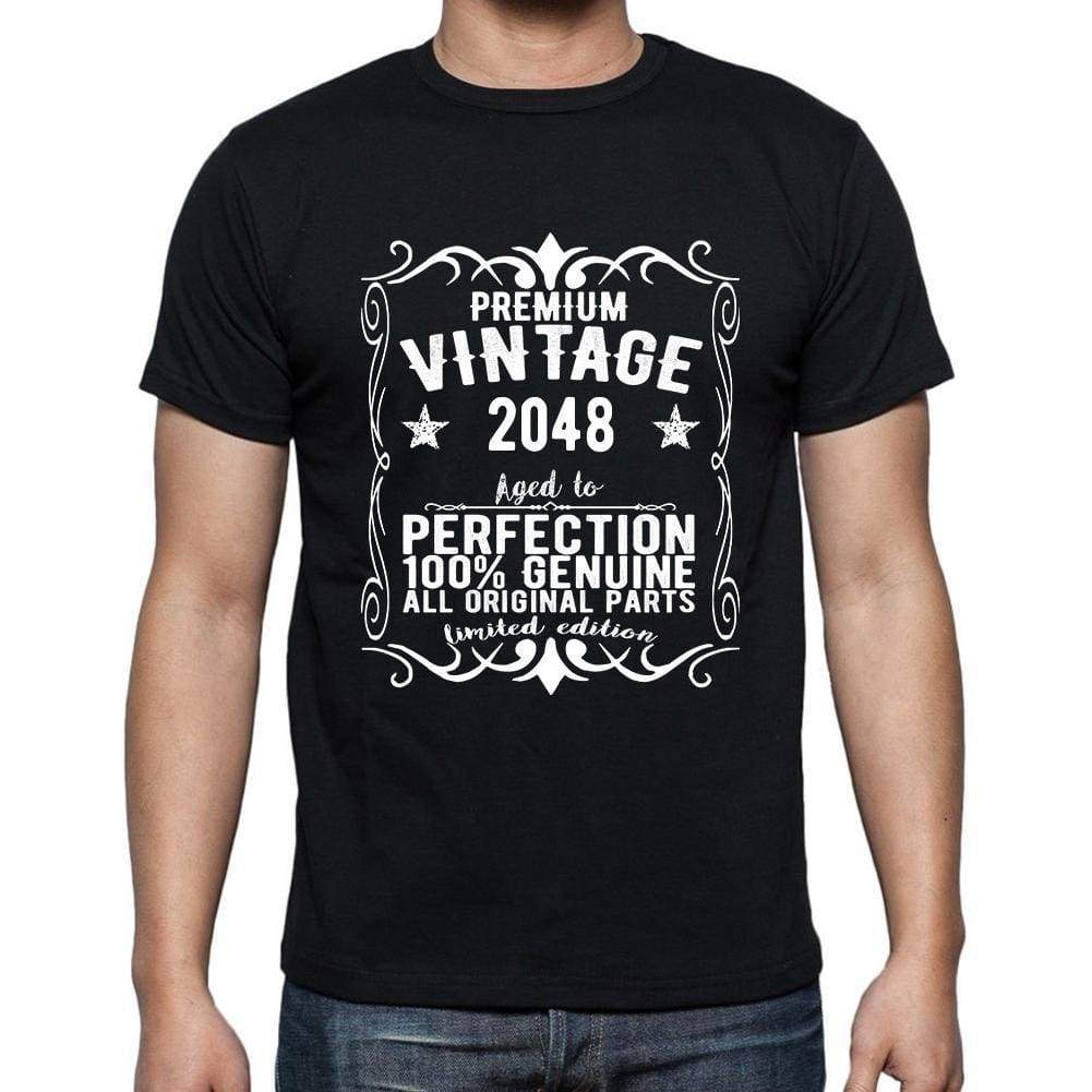 Premium Vintage Year 2048 Black Mens Short Sleeve Round Neck T-Shirt Gift T-Shirt 00347 - Black / S - Casual