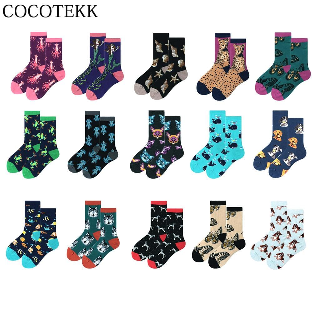 Frauen Socken Winter Cartoon Kreativität Leopard Katze Tier Socken Harajuku Verrückte Baumwolle Lustige Casual Glücklich Socken Männer Neuheit Sox