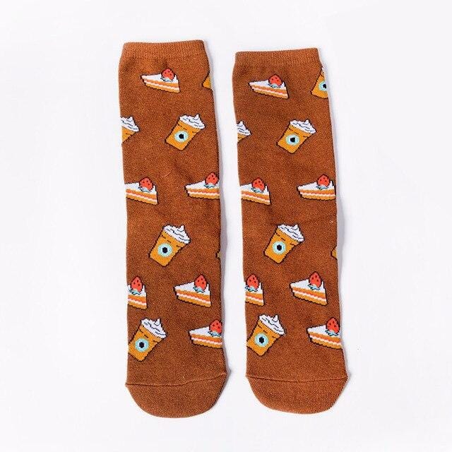 Harajuku Happy Socks Unisex Funny Cartoon Fruit Avocado Banana Burger Fries Beer Biscuit Fried Chicken Food Socks Skateboard -8