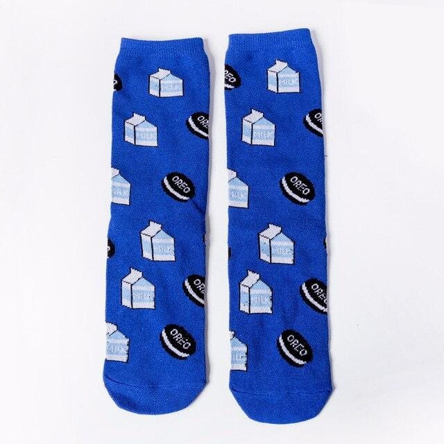 Harajuku Happy Socks Unisex Funny Cartoon Fruit Avocado Banana Burger Fries Beer Biscuit Fried Chicken Food Socks Skateboard -8