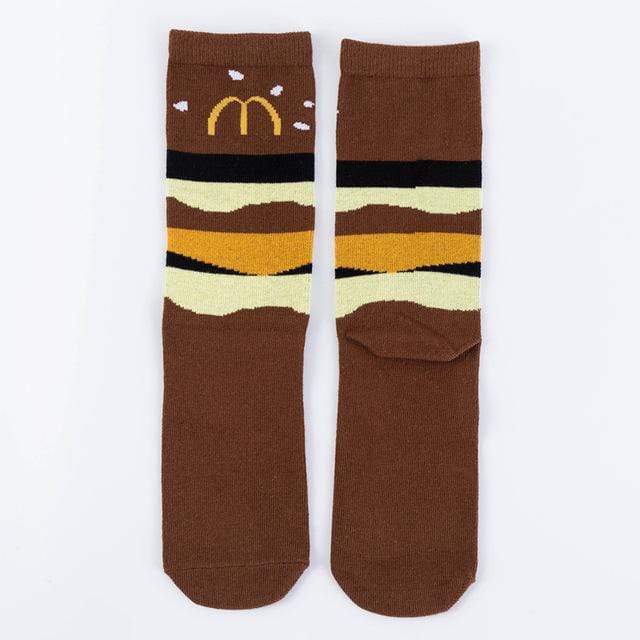 Harajuku Happy Socks Unisex Funny Cartoon Fruit Avocado Banana Burger Fries Beer Biscuit Fried Chicken Food Socks Skateboard -8