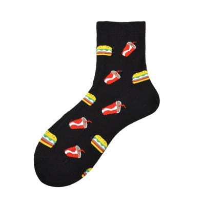 Harajuku Happy Socks Unisex Funny Cartoon Fruit Avocado Banana Burger Fries Beer Biscuit Fried Chicken Food Socks Skateboard -8