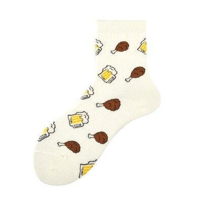 Harajuku Happy Socks Unisex Funny Cartoon Fruit Avocado Banana Burger Fries Beer Biscuit Fried Chicken Food Socks Skateboard -8