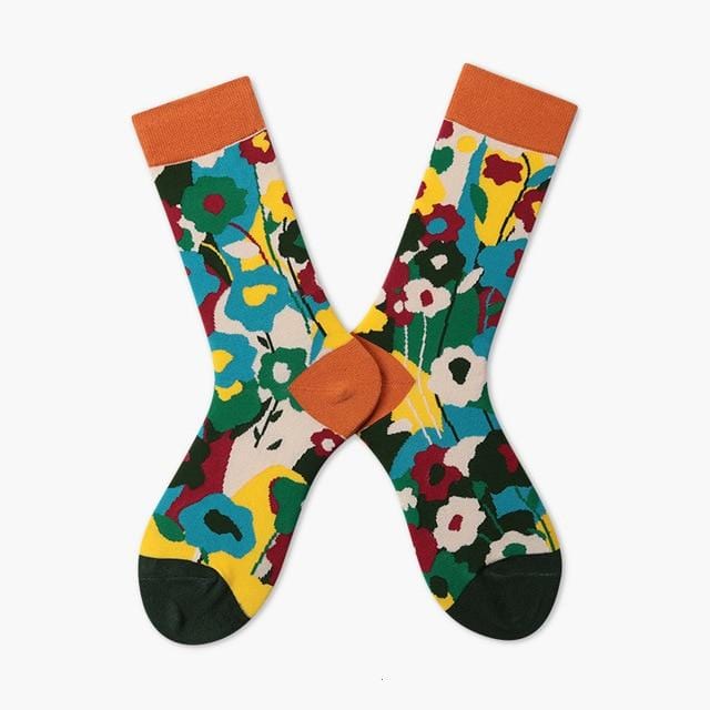 Damensocken im Harajuku-Stil, gekämmte Baumwolle, Cartoon-Illustration, Muster, niedlich, lustig, glücklich, Kawaii, Socken für Weihnachtsgeschenk