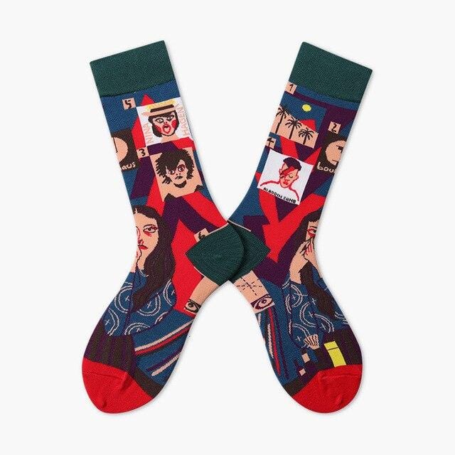 Damensocken im Harajuku-Stil, gekämmte Baumwolle, Cartoon-Illustration, Muster, niedlich, lustig, glücklich, Kawaii, Socken für Weihnachtsgeschenk