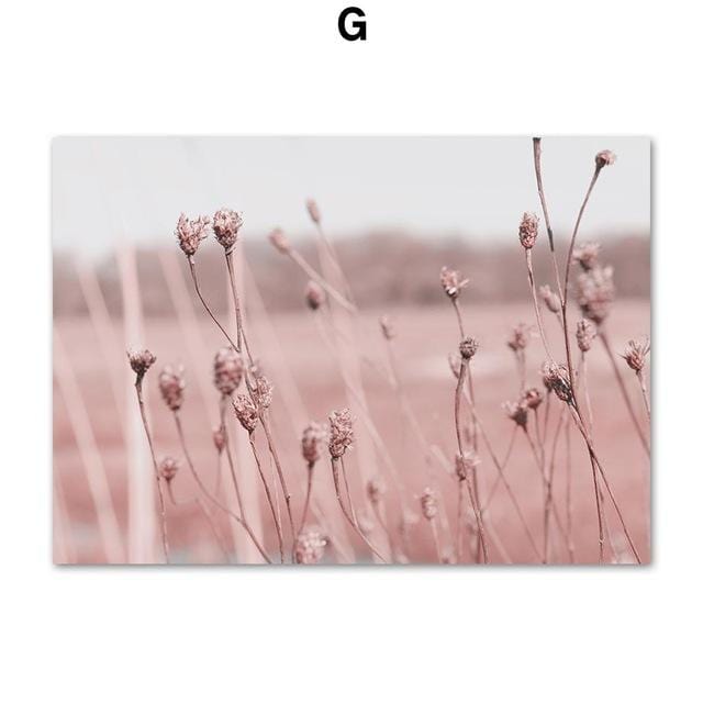 Pink Reed Grass Flower Plant Fence Quote Nordic Posters And Prints Wall Art Canvas Painting Wall Pictures For Living Room Decor