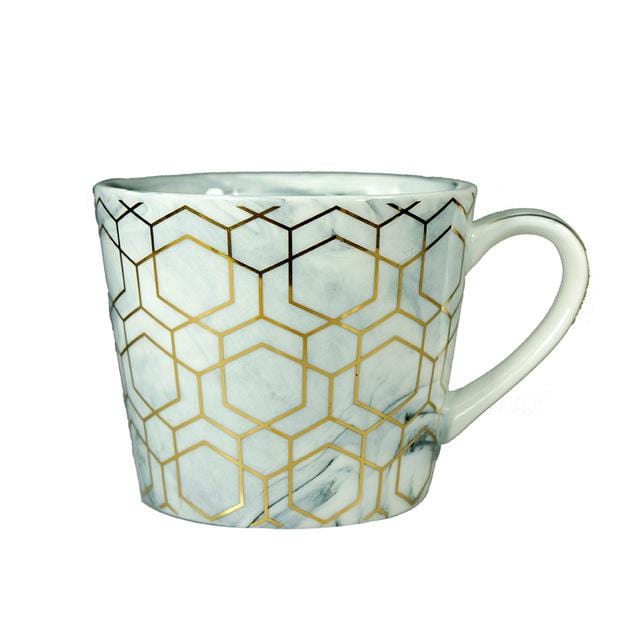 Creative Geometric Gold Line Marble Coffee Mug Porcelain Coffee Tea Cup for Water Tea Drinking Gift