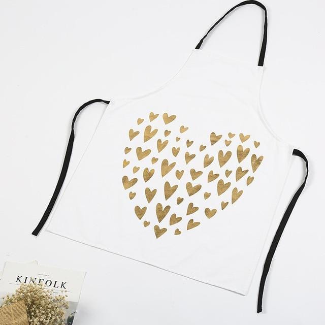 1Pcs Fashion Bronzing Cotton Apron Women Adult Bibs Home Cooking Baking Coffee Shop Cleaning Aprons Kitchen Accessories