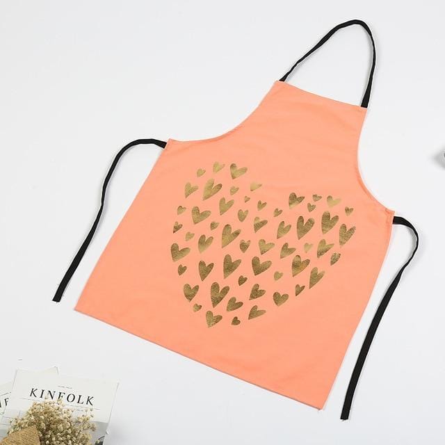 1Pcs Fashion Bronzing Cotton Apron Women Adult Bibs Home Cooking Baking Coffee Shop Cleaning Aprons Kitchen Accessories