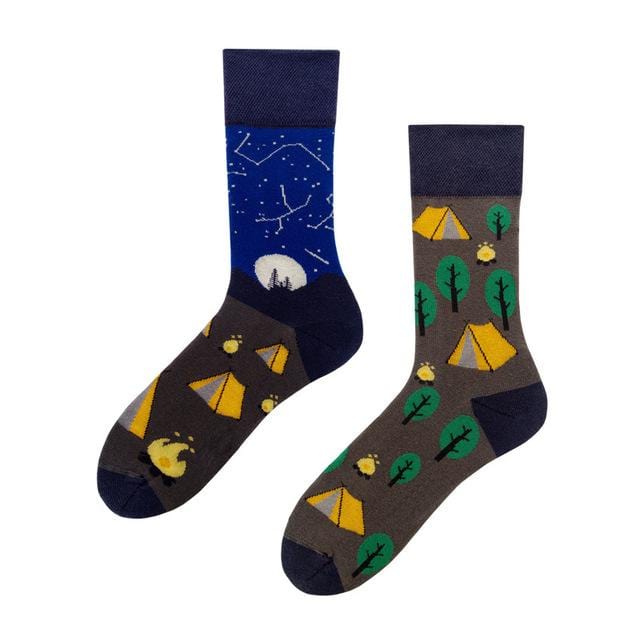 1 Paar männliche Crew-Socken, Herren-Freizeitsocken, Baumwolle, einzigartiges Cartoon-Tier, lustig, niedlich, cool, Unisex-Socken, mittellange asymmetrische AB-Socken