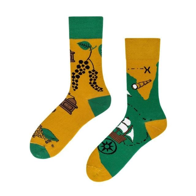 1 Paar männliche Crew-Socken, Herren-Freizeitsocken, Baumwolle, einzigartiges Cartoon-Tier, lustig, niedlich, cool, Unisex-Socken, mittellange asymmetrische AB-Socken